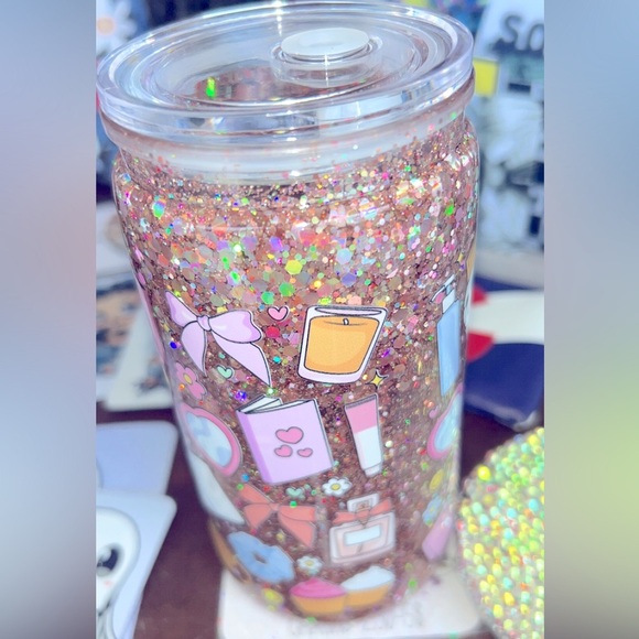 Other - Glittery Tumbler with Colorful Stickers